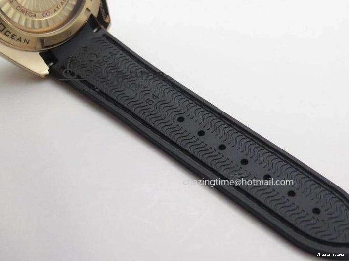 0418 Planet Ocean Professional Rose Gold Liquid Metal V6F 42mm On Black Rubber Strap A Vibrant 8266